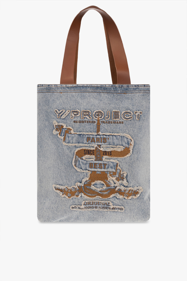 Y Project Denim shopper bag | quilted-logo metallic-effect